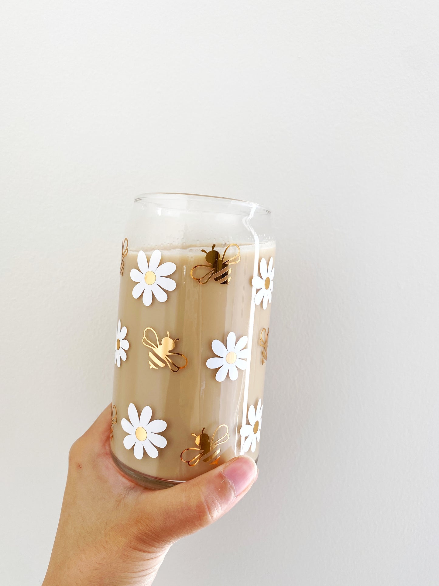 Personalized Floral Can Glass
