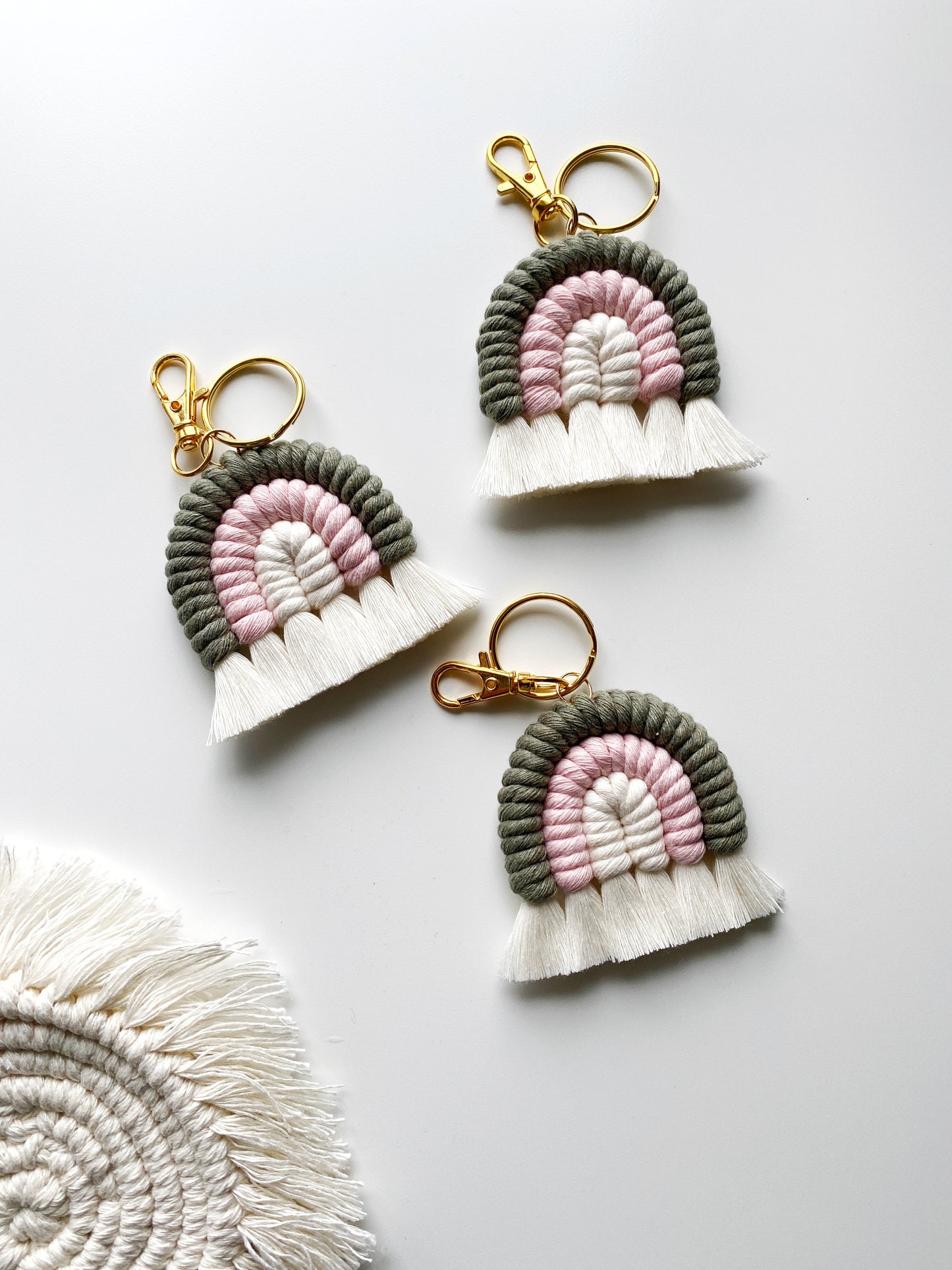 Mini Macrame Rainbow Keychain