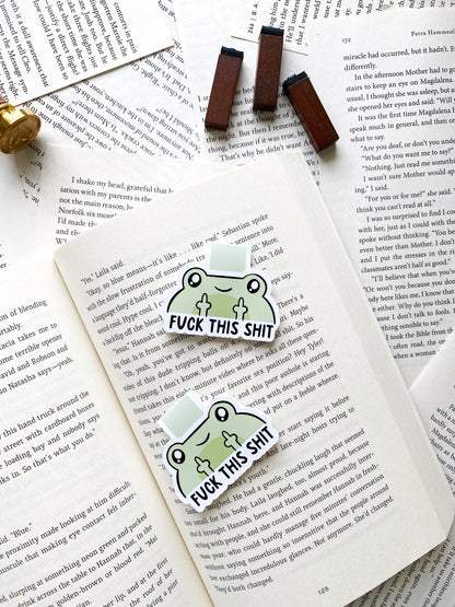 Funny frog magnetic bookmark