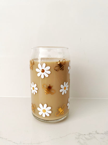 Personalized Floral Can Glass