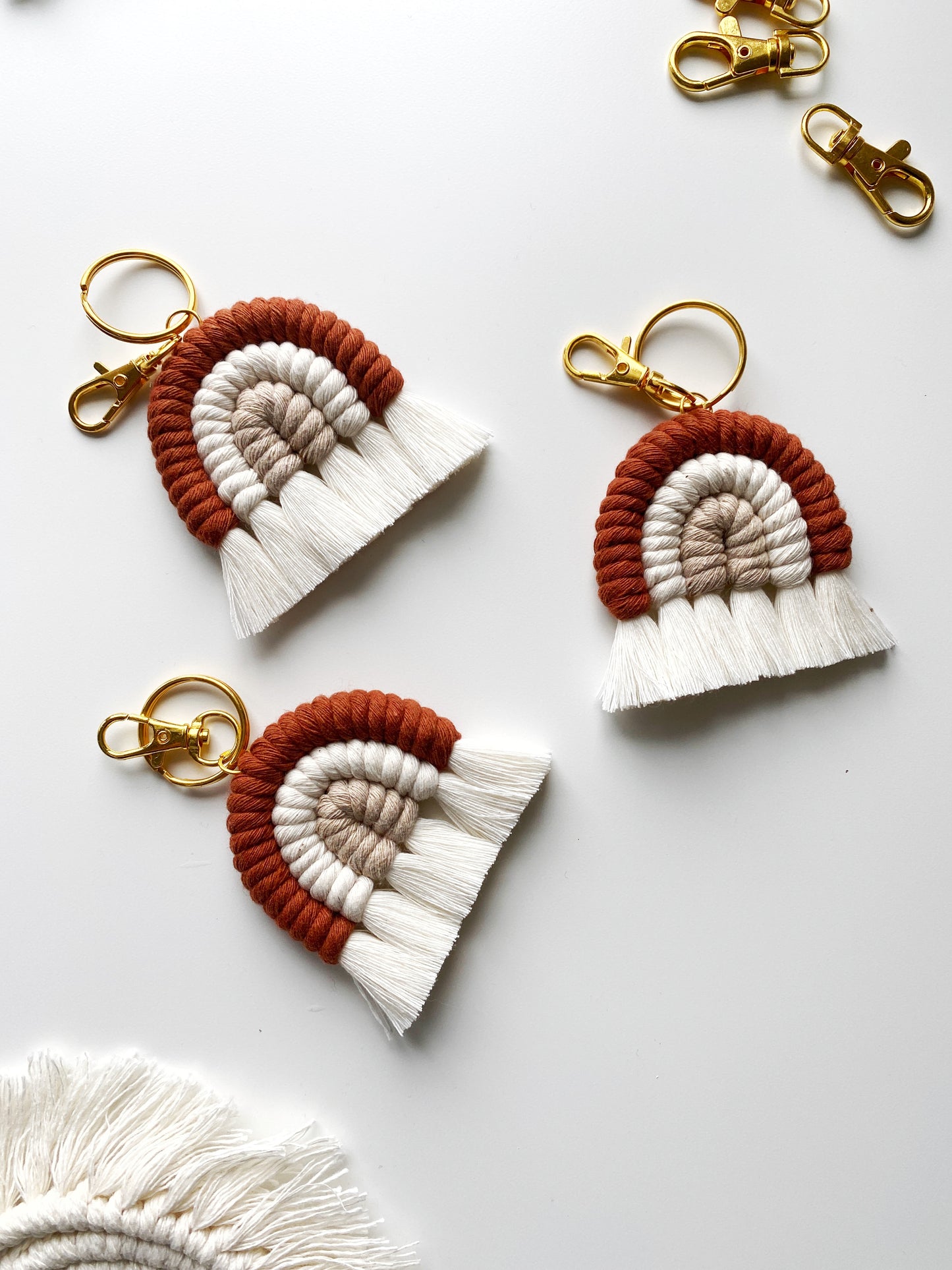 Mini Macrame Rainbow Keychain