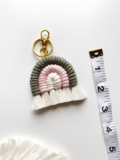 Mini Macrame Rainbow Keychain