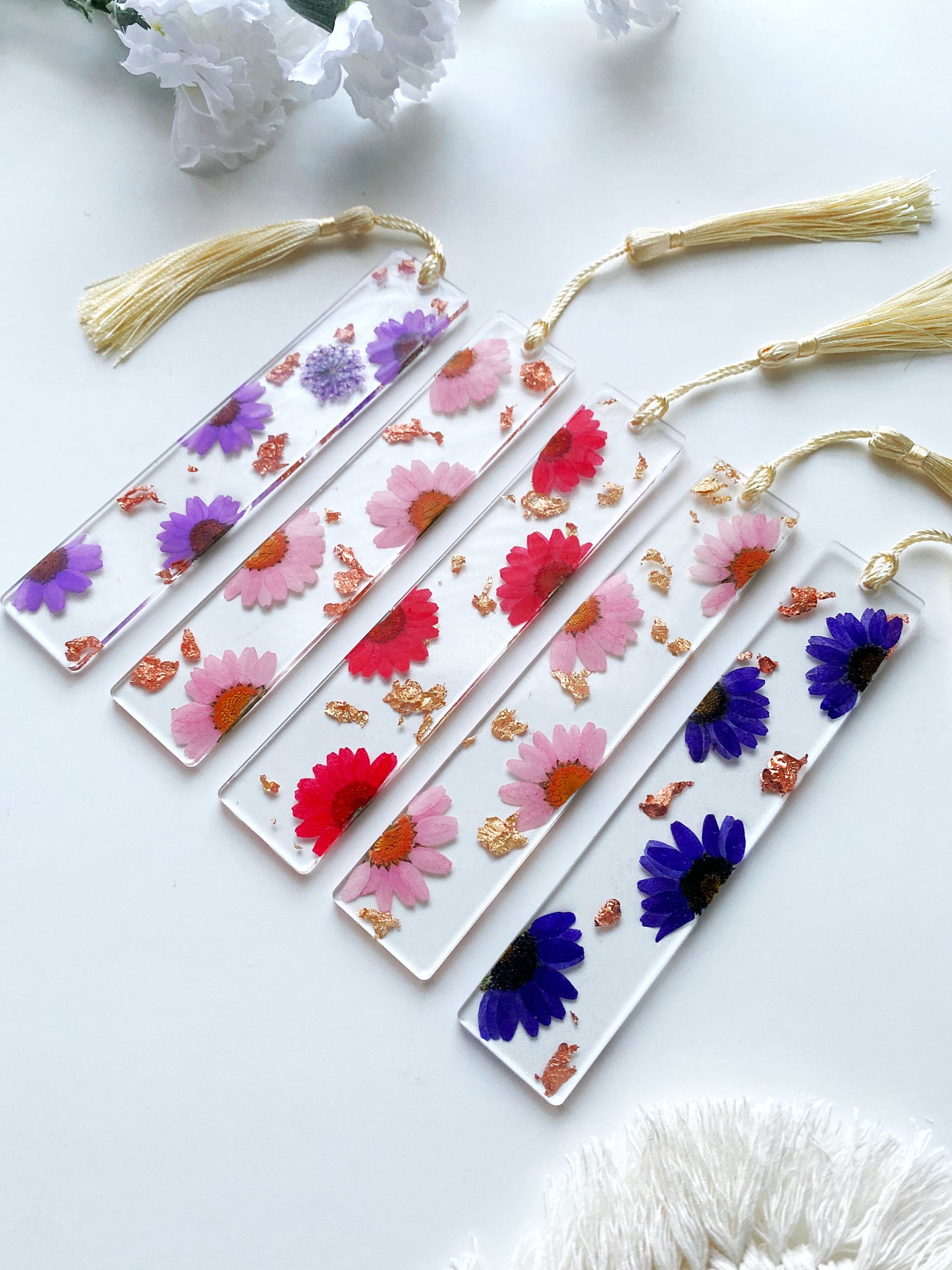 Personalized Resin Floral Bookmark