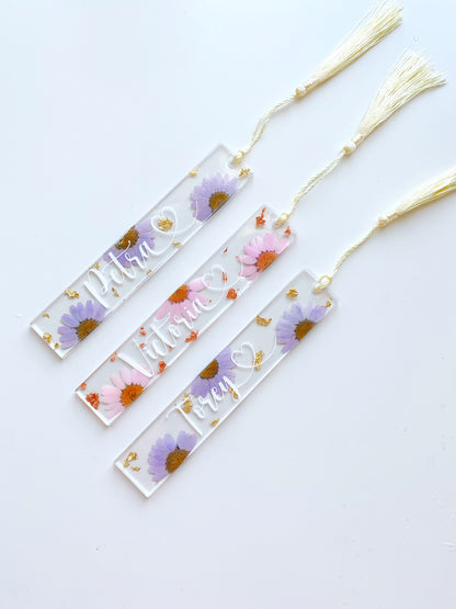 Personalized Resin Floral Bookmark