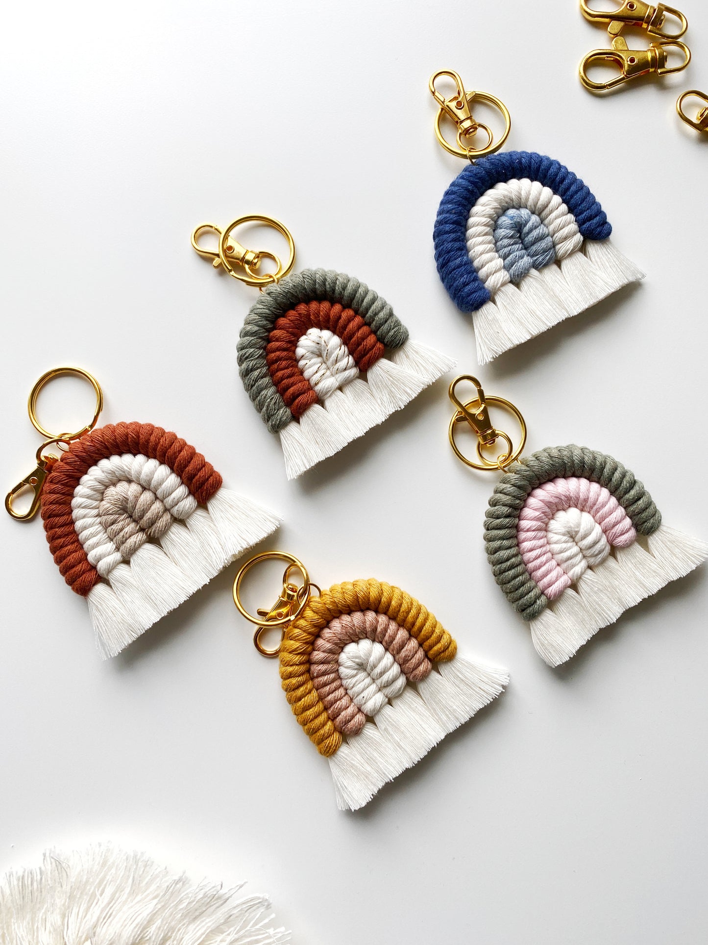 Mini Macrame Rainbow Keychain