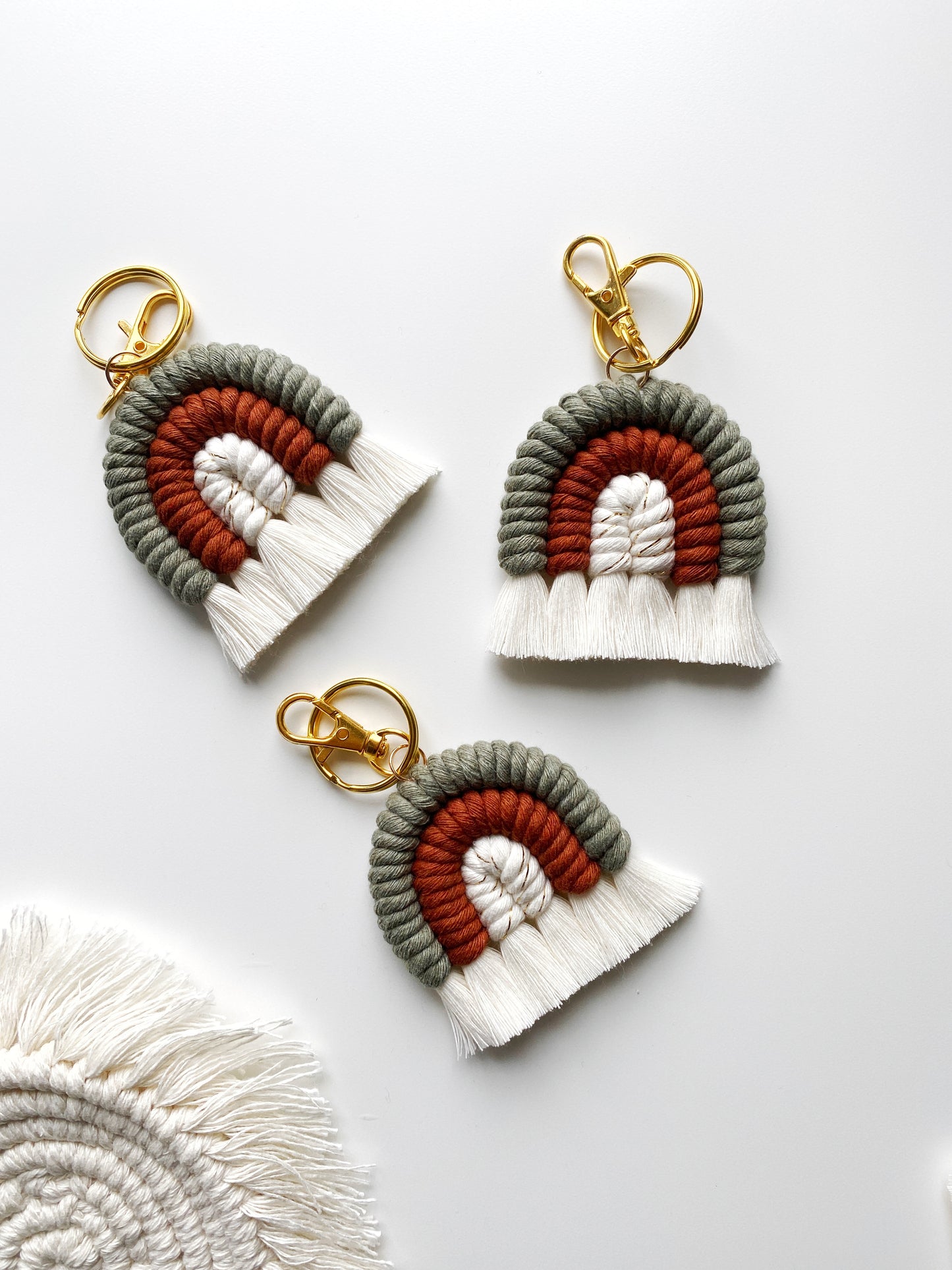 Mini Macrame Rainbow Keychain